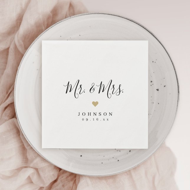 Mr. and Mrs. simple elegante Skripthochzeit Serviette (Mr and Mrs simple elegant script wedding Napkins)