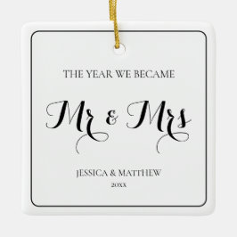 Mr. and Mrs Simple Minimalistisch Black Newlywed C Keramikornament