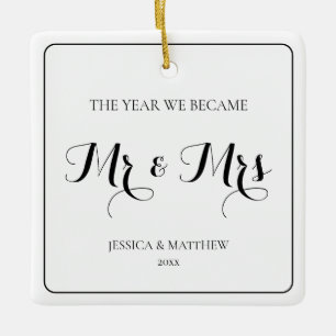 Mr. and Mrs Simple Minimalistisch Black Newlywed C Keramikornament