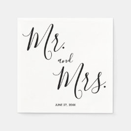 Mr. and Mrs Simple Script Wedding Napkins Serviette