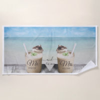 Mr. and Mrs Tropical Ocean Cocktails Strandtuch