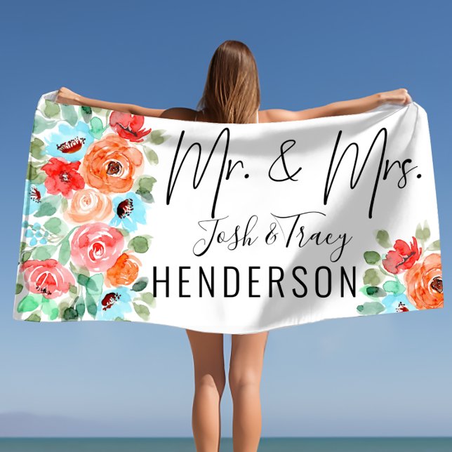 Mr. and Mrs. Wedding Bride and Groom Personalisier Strandtuch (Mr and Mrs, Wedding Bride and Groom Personalized Beach Towel)