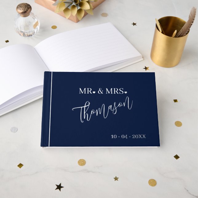 Mr. and Mrs Wedding Day Date Gold Gästebuch (Vorderseite Offen)