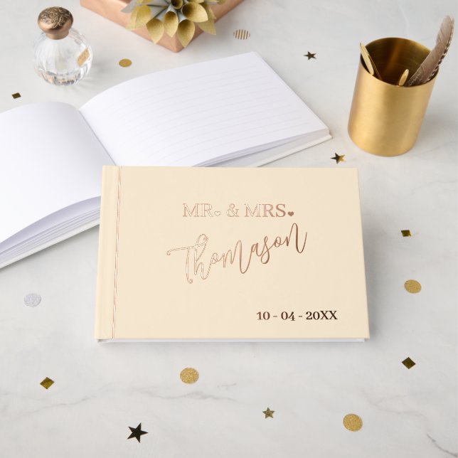 Mr. and Mrs Wedding Day Date Gold Gästebuch (Vorderseite Offen)