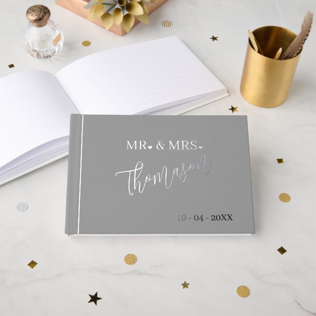 Mr. and Mrs Wedding Day Date Gold Gästebuch (Vorderseite Offen)