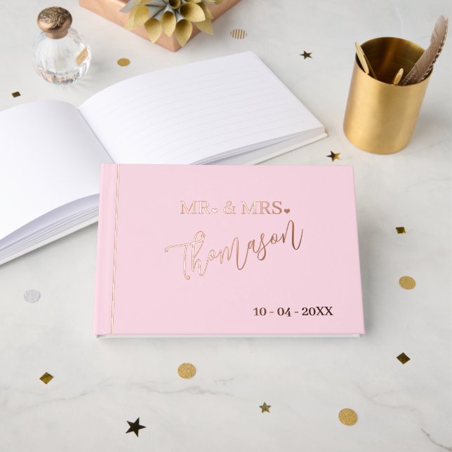 Mr. and Mrs Wedding Day Date Gold Gästebuch (Vorderseite Offen)