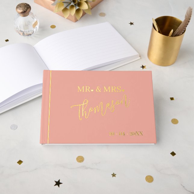 Mr. and Mrs Wedding Day Date Gold Gästebuch (Vorderseite Offen)