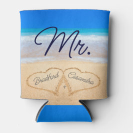 Mr. Beach Wedding Hearts in Sand Dosenkühler
