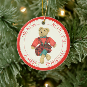 MR. BEAR Keramik-Kreisschmuck + Text Keramik Ornament