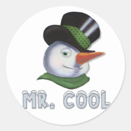 Mr. Cool - Snowman Runder Aufkleber
