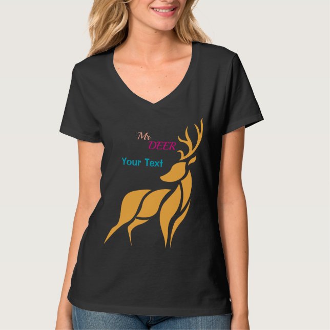 Mr. Deer Graphic – Rustic Woodland Style T-Shirt (Vorderseite)
