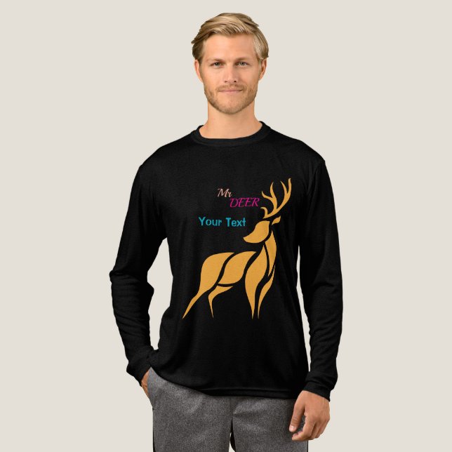 Mr. Deer Graphic – Rustic Woodland Style Tri-Blend Shirt (Volle Vorderseite)