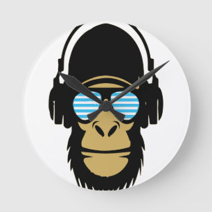 Mr.Dubstep Monkey Runde Wanduhr
