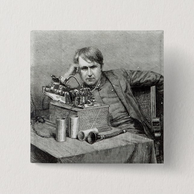 Mr.Edison neuer Plattenspieler Button (Vorderseite)