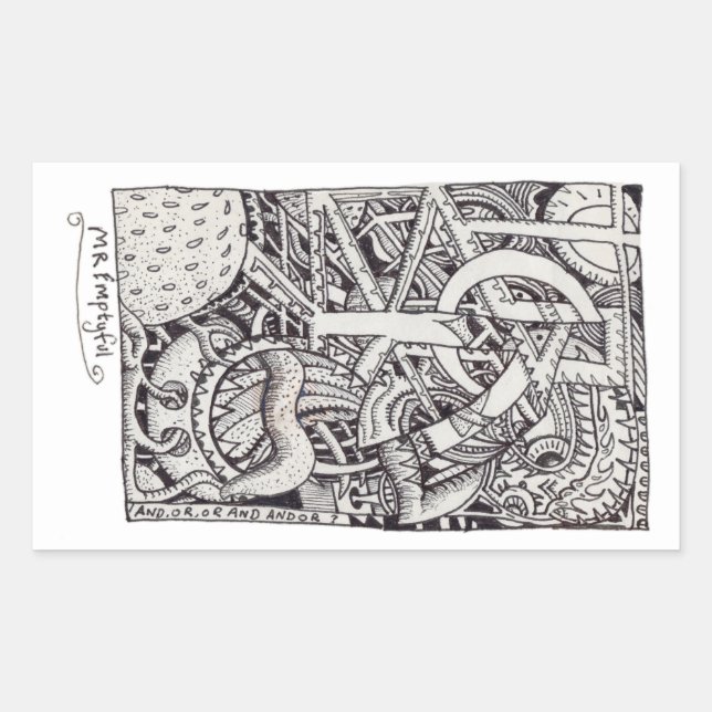 Mr. Emptyful, Tinte Zeichnend Rechteckiger Aufkleber (Vorderseite)