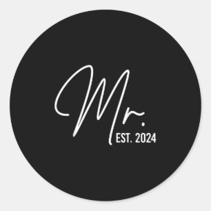 Mr. Est. 2024 Just Married Wedding Hubby Mr. & Runder Aufkleber