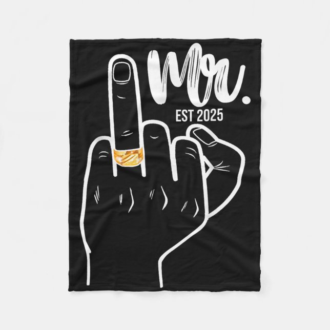 Mr. Est. 2025 Just Married Husband Wedding Finger Fleecedecke (Vorderseite)