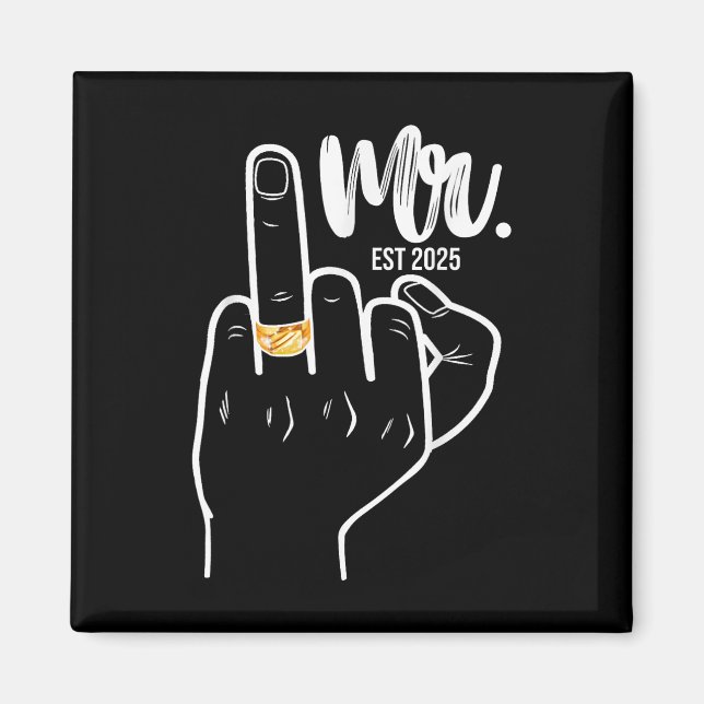 Mr. Est. 2025 Just Married Husband Wedding Finger Magnet (Vorne)