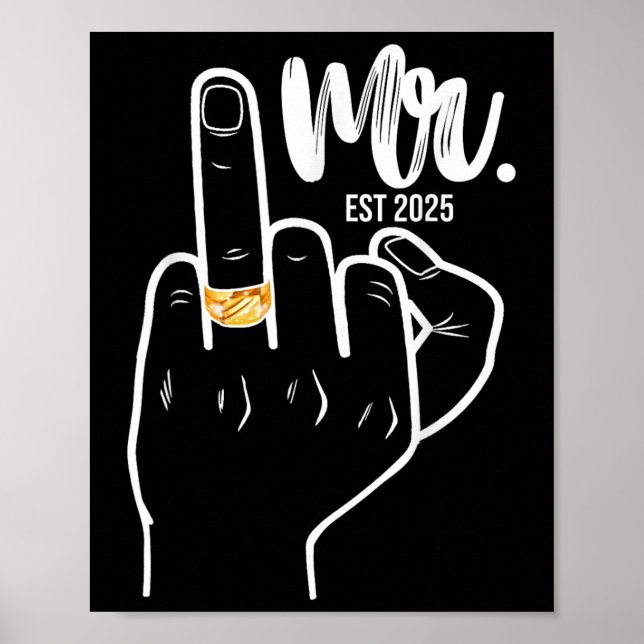 Mr. Est. 2025 Just Married Husband Wedding Finger Poster (Vorne)