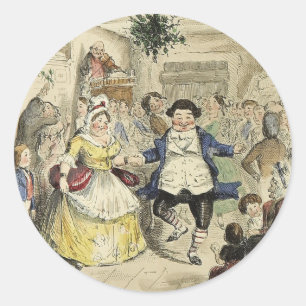 Mr. Fezziwig's Ball, A Christmas Carol Runder Aufkleber