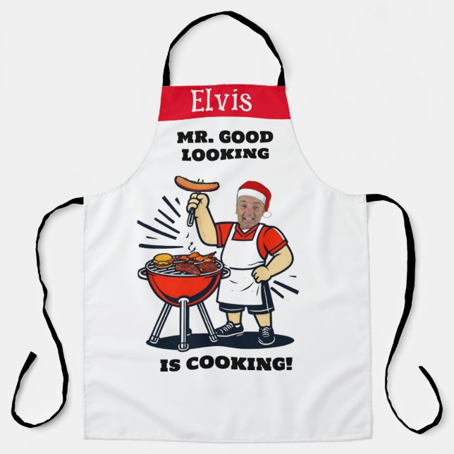 Mr Good Looking Apron - Personalized Photo Xmas Gi Schürze (Vorderseite)