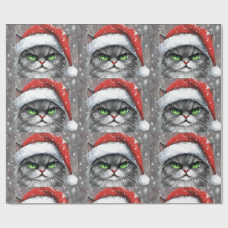 Mr. Grumpy Face (Gray) Christmas Cat Geschenkpapier