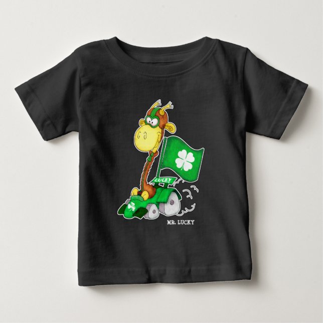 Mr. Lucky. Funny Giraffe St.Patrick's Day Baby T-shirt (Vorderseite)