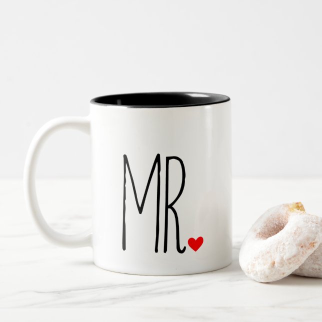 MR mit Herz Zweifarbige Tasse (Mit Donut)