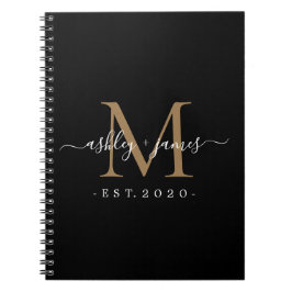 Mr. Monogram Names Year Gold Black Notizblock