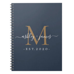 Mr. Monogram Names Year Gold Dark Blue Notizblock