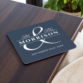 Mr. Monogram Navy Blue Wedding Rechteckiger Pappuntersetzer