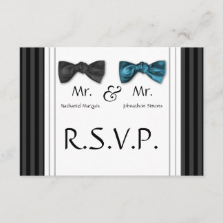Mr & Mr Bow Krawatte & Button RSVP-Karte gestriche RSVP Karte