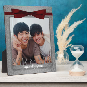 Mr & Mr Gay Wedding Silver and Red Foto Fotoplatte