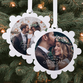 Mr & Mrs 2 Foto Newlyweds Erste Weihnachten Verhei Ornament Karte