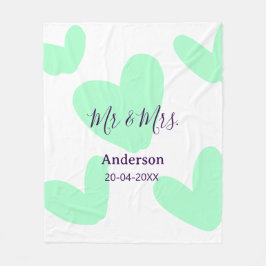 Mr & Mrs add family name date year wedding favor  Fleecedecke