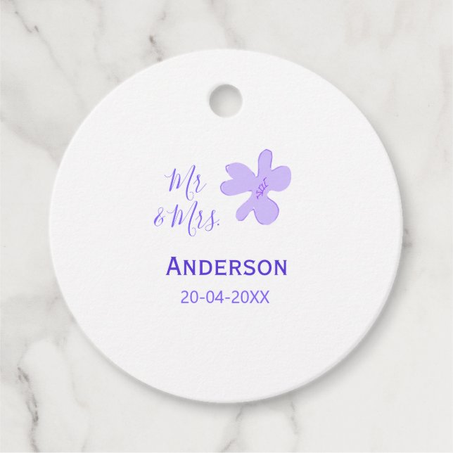 Mr & Mrs add family name date year wedding favor g Geschenkanhänger (Vorderseite)