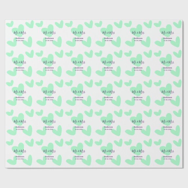 Mr & Mrs add family name date year wedding favor  Geschenkpapier (Flach)
