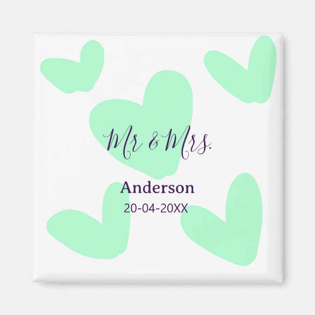 Mr & Mrs add family name date year wedding favor  Magnet (Vorne)