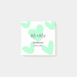 Mr & Mrs add family name date year wedding favor  Post-it Klebezettel