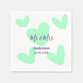 Mr & Mrs add family name date year wedding favor  Serviette