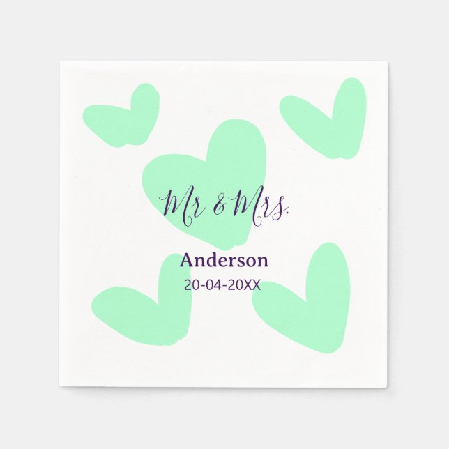 Mr & Mrs add family name date year wedding favor  Serviette (Vorderseite)