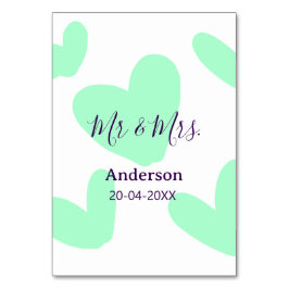 Mr & Mrs add family name date year wedding favor  Tischnummer