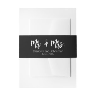 Mr & Mrs. Black and White Bride Groom Wedding Einladungsbanderole