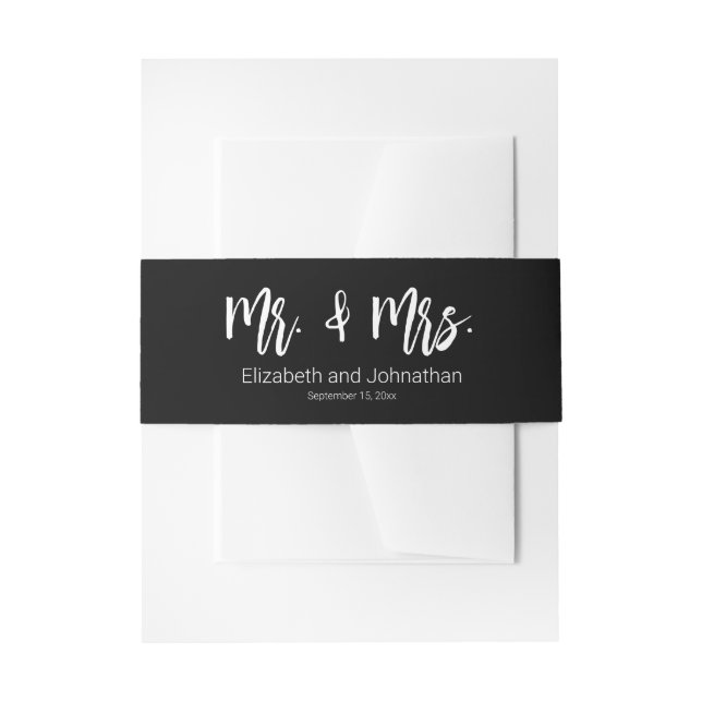 Mr & Mrs. Black and White Bride Groom Wedding Einladungsbanderole (Vorderseite Beispiel)