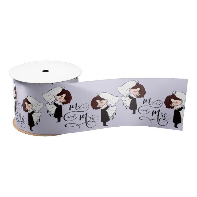 Mr & Mrs Bride und Groom Glück Satinband (Spule)