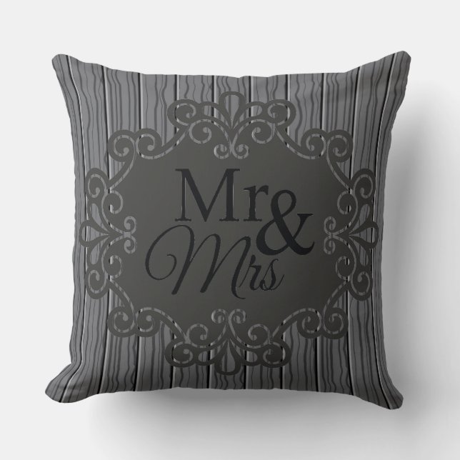 Mr&Mrs. Charcoal Print Decorative Kissen (Vorderseite)