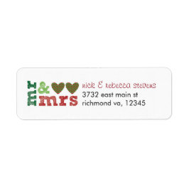 Mr & Mrs. Christmas Hearts Address Labels