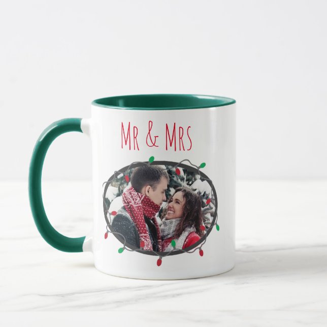 Mr & Mrs. Christmas Lights Red and Green Coffee Ta Tasse (Links)