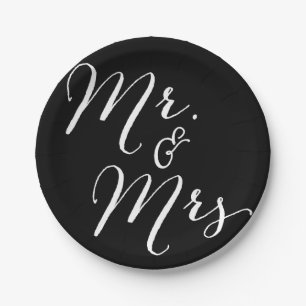 Mr & Mrs. Classic Script Chic Calligraphy Wedding Pappteller
