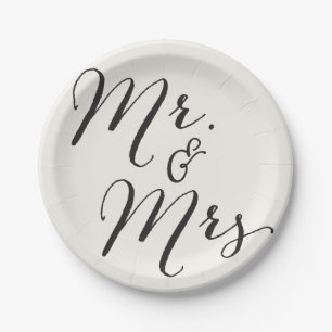 Mr & Mrs. Classic Script Chic Calligraphy Wedding Pappteller